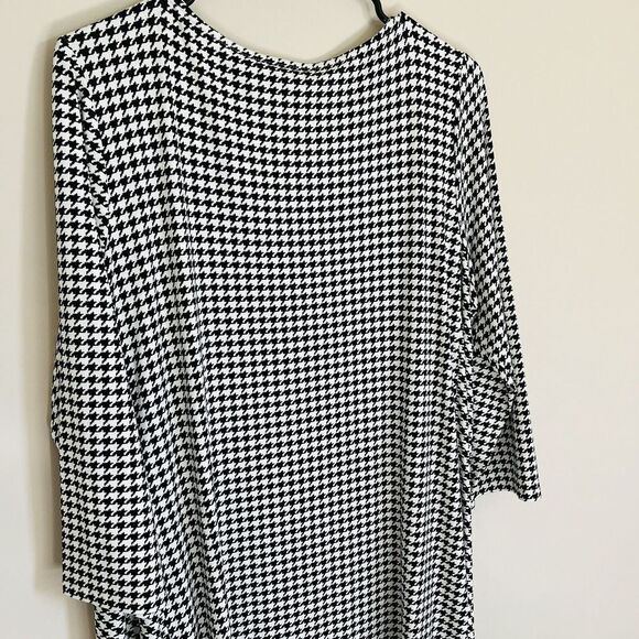 J Jill Dress Wearever Collection Sz L Shift Houndstooth Stretchy 3/4 Sleeve Midi - Picture 7 of 7